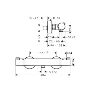 Croma 100 Brausesystem Multi mit Ecostat Comfort Thermostat und Brausestange 90 cm Günstig