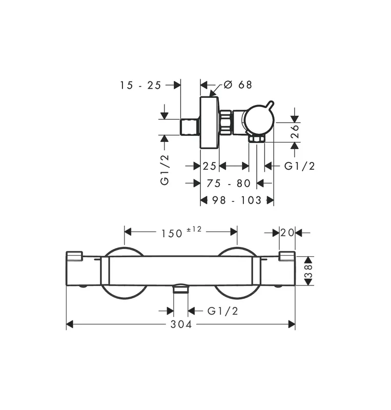 Croma 100 Brausesystem Multi mit Ecostat Comfort Thermostat und Brausestange 90 cm Günstig