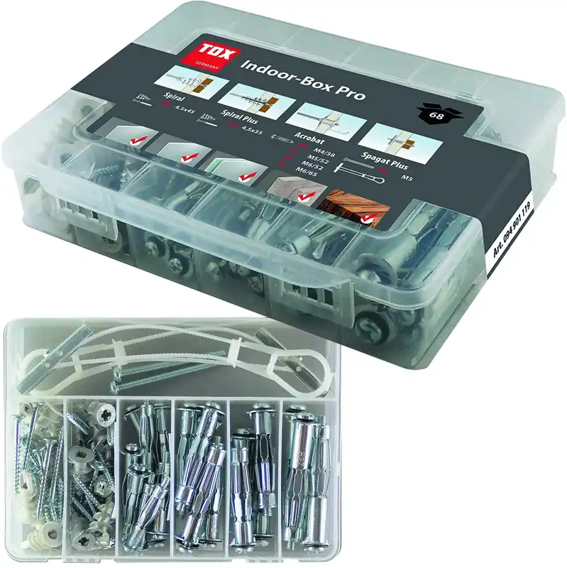 Neu Hohlraumdübel - Sortiment Indoor Box Pro 68 tlg.