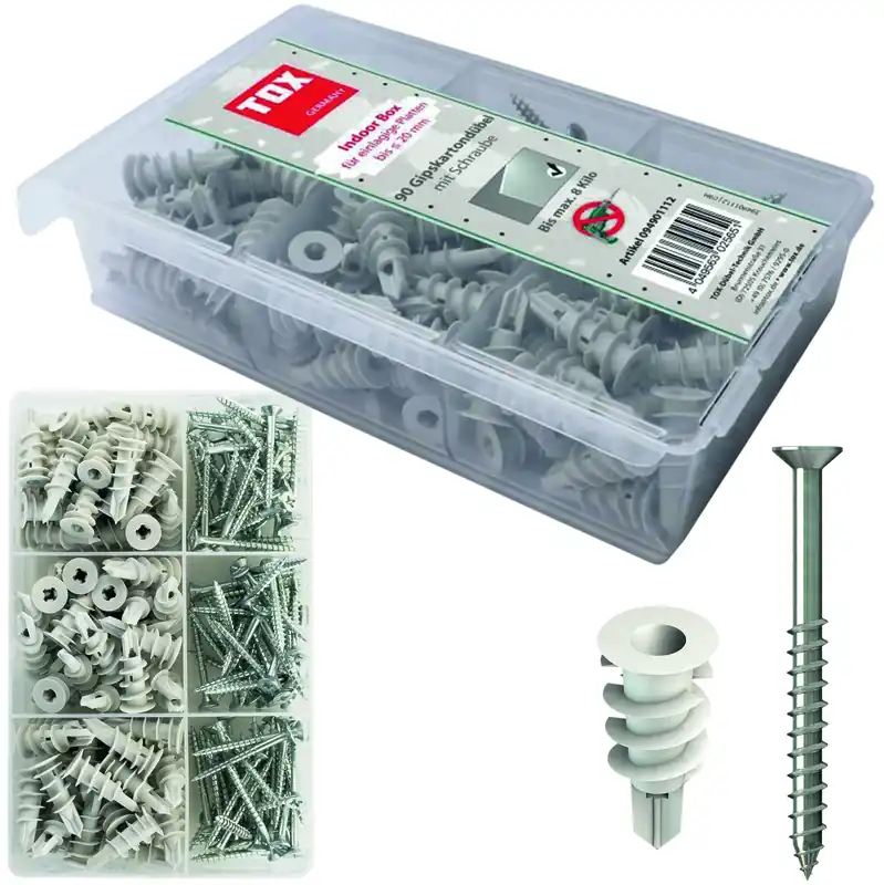 Gipskartondübel - Sortiment Indoor Box 180 tlg. Nur Für Kurze Zeit