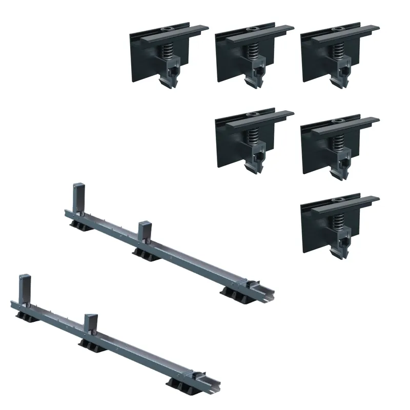 Günstig Blubase Connect Flachdach Basis Set für 1 Modul vertikal (2 Schienen, 6 Endlklemmen)