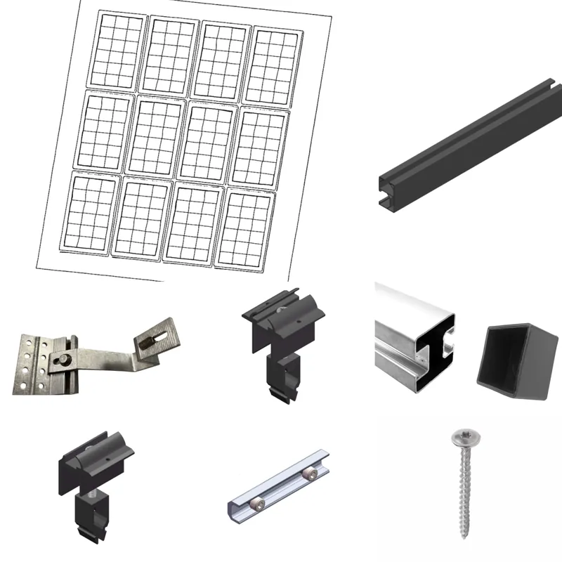 PrimeSolar Unterkonstruktion für Schrägdach 12 Module 3 x 4 Expressversand