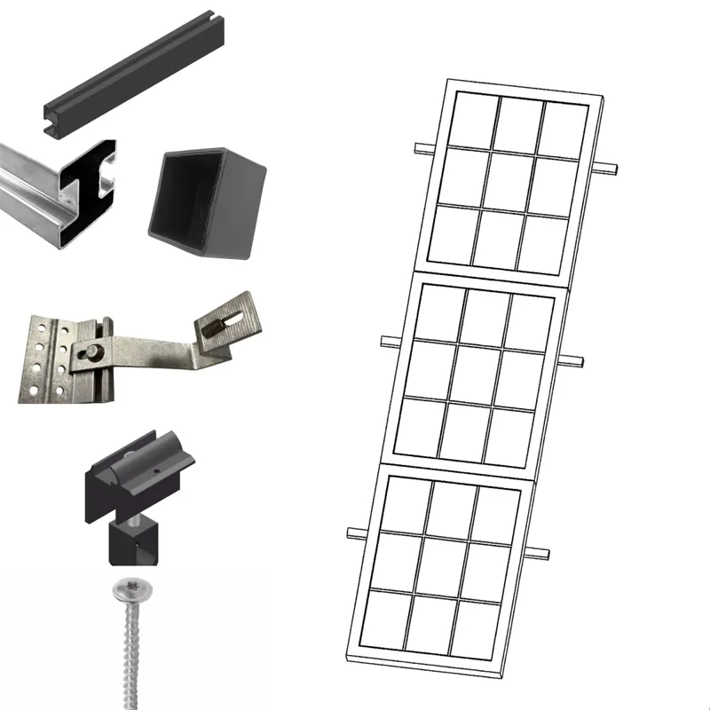PrimeSolar Unterkonstruktion für Schrägdach 3 Module übereinander Highlight