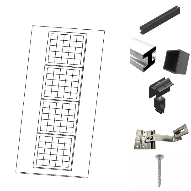 Neu Im Sortiment PrimeSolar Unterkonstruktion für Schrägdach 4 Module übereinander