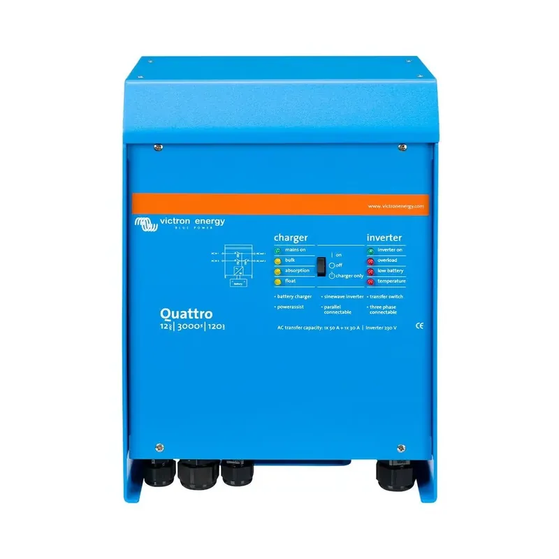 Sonderaktion Victron Quattro 12/3000/120 12V 230V 2400W Sinus Wandler 120A Batterielader