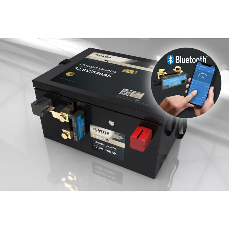 Bestseller FORSTER 540Ah 12,8V LiFePO4 Premium Untersitz-Batterie 300A-BMS-2.1 500A Bluetooth Mess-Shunt Ducato Ford PSA 6912Wh IP67