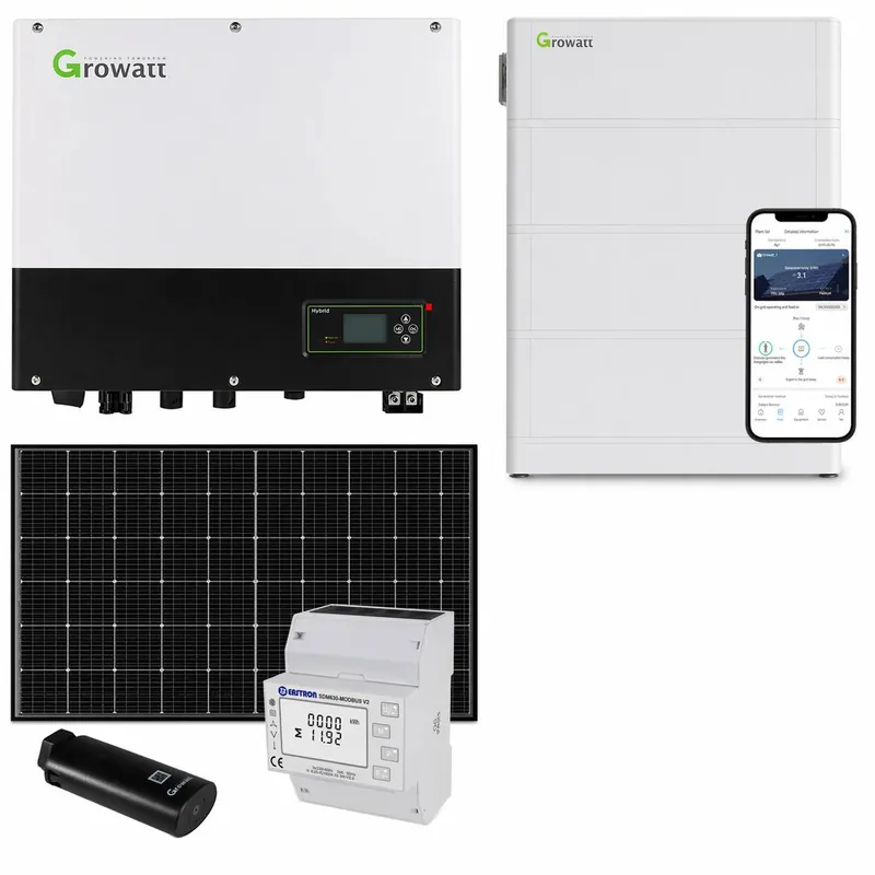 Preis Gesenkt Growatt 9,2kWp PV Komplettanlage mit Glas Glas Modulen und 10,2kWh Speicher