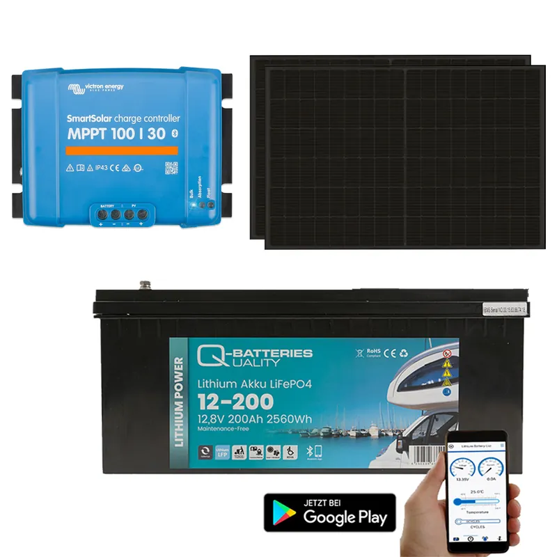 Inselanlage PV 800Wp 12V mit 2,4kWh Lithium LiFePO4 Speicher Schnäppchen