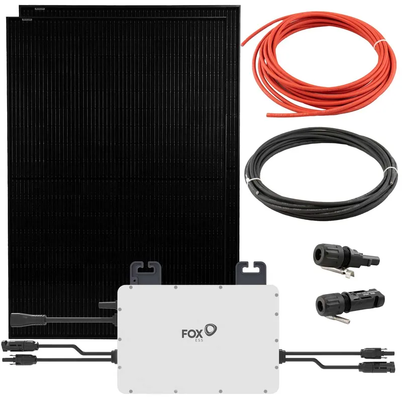 Schneller Versand FOX ESS Balkonkraftwerk mit 800W Solarpanel, Halterungen, M1-800-E 0,8kW