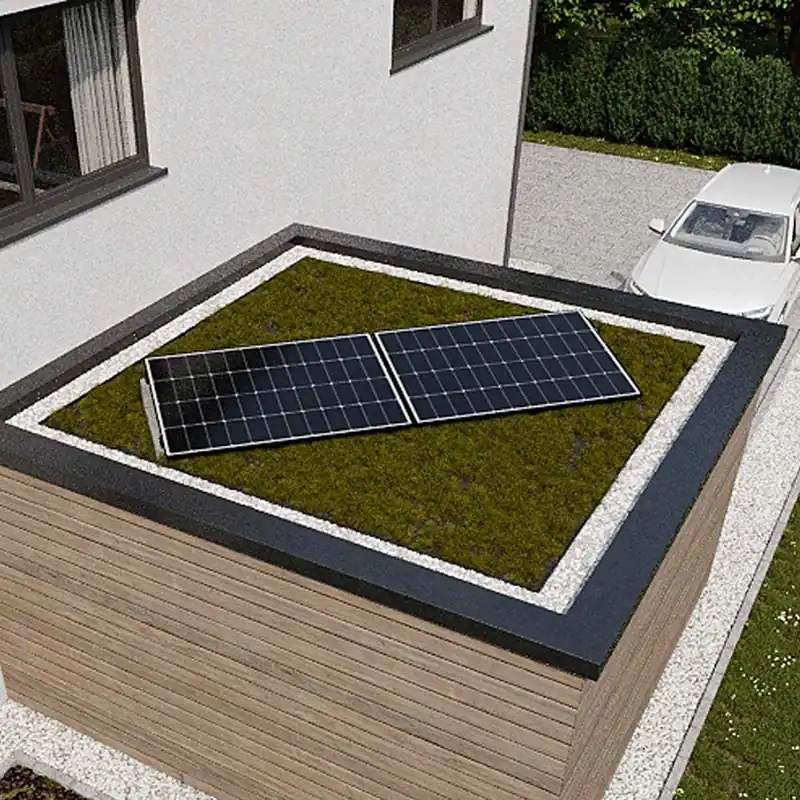 900 kWp GartenPV System inkl. Wattstone 15 Grad Flachdachaufständerung aus Feinbeton Anthrazit Must-Have