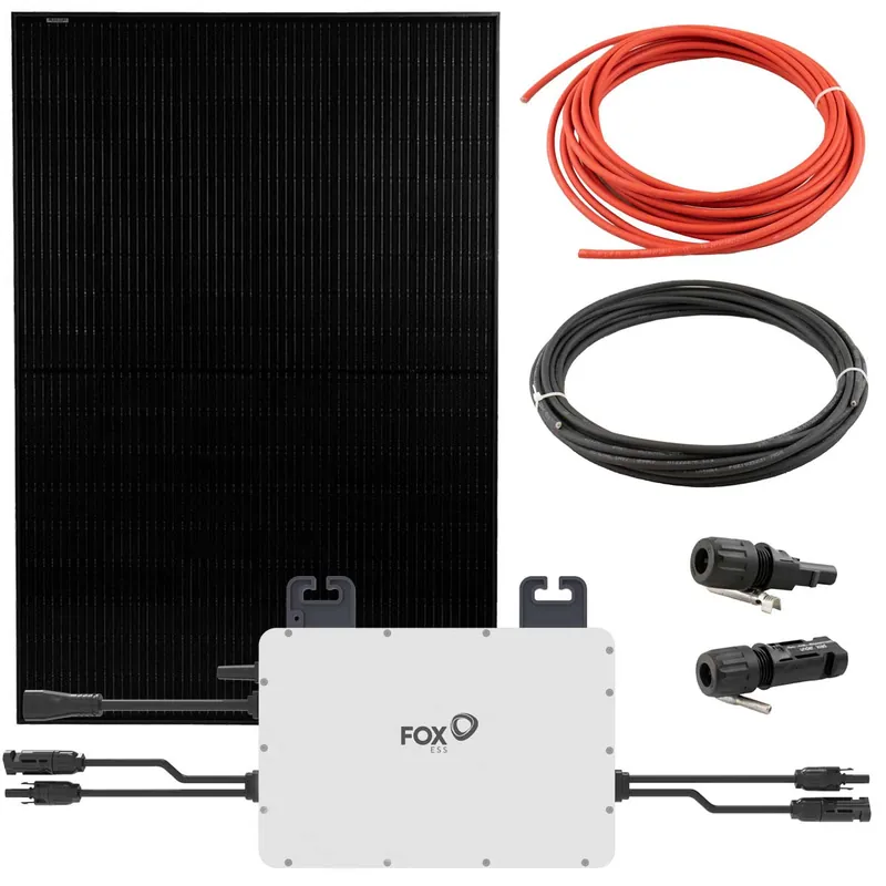 Abverkauf FOX ESS Balkonkraftwerk mit 400W Solarpanel, Halterungen, M1-800-E 0,8kW