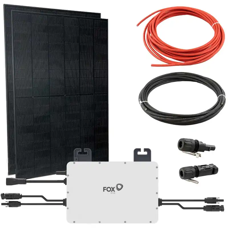 Versand Am Gleichen Tag FOX ESS Balkonkraftwerk mit 860W Solarpanel, Halterungen, M1-800-E 0,8kW