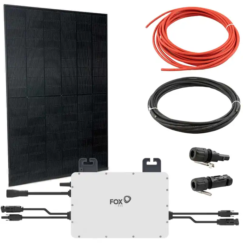 Sichere Zahlung FOX ESS Balkonkraftwerk mit 430W Solarpanel, Halterungen, M1-800-E 0,8kW