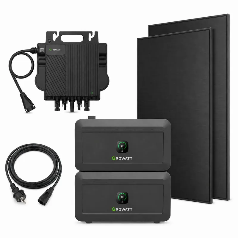 Balkonkraftwerk 800W Premium-Komplettset mit 960 Wp Back-Contact Modul und 4096Wh Speicher Nur Für Kurze Zeit