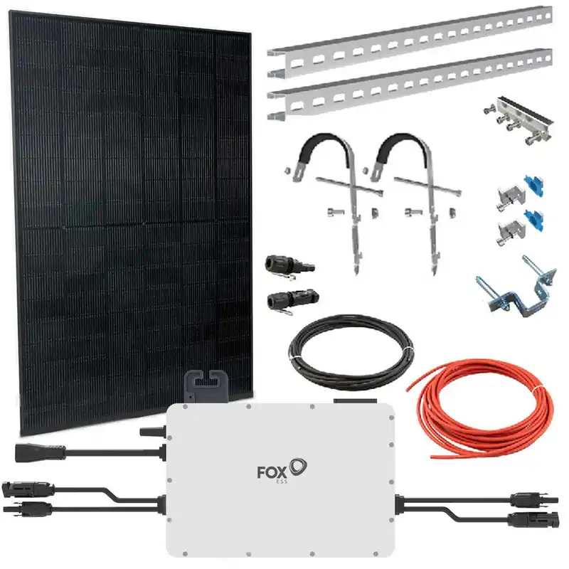 Sichere Zahlung FOX ESS Balkonkraftwerk mit 430W Solarpanel, Fassaden-Halterung, M1-800-E 0,8kW