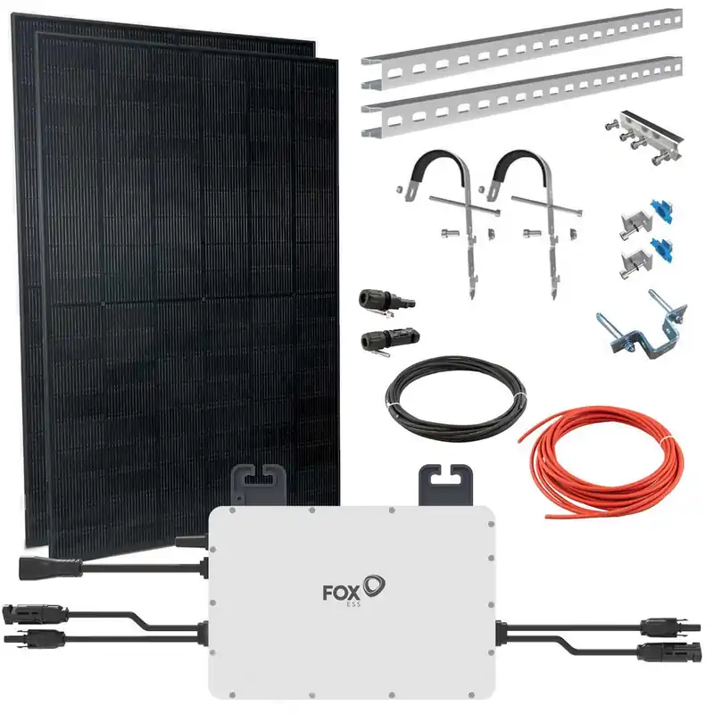 Sonderaktion FOX ESS Balkonkraftwerk mit 860W Solarpanel, Fassaden-Halterung, M1-800-E 0,8kW