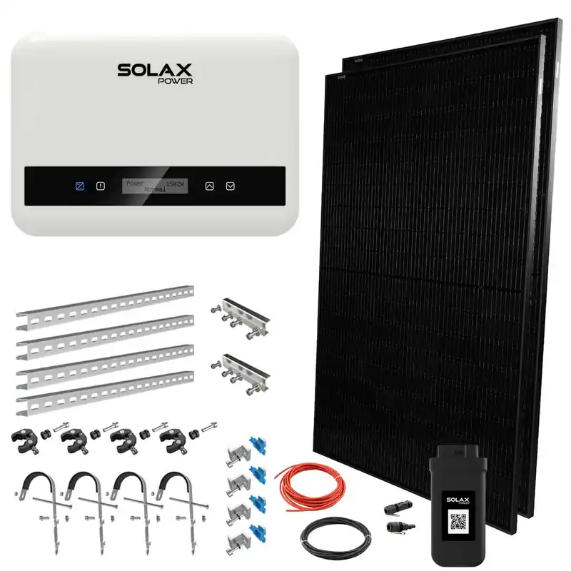 Geprüft SolaX Balkonkraftwerk 800W mit Solarpanelen, Halterungen, WiFi, X1-Mini G4
