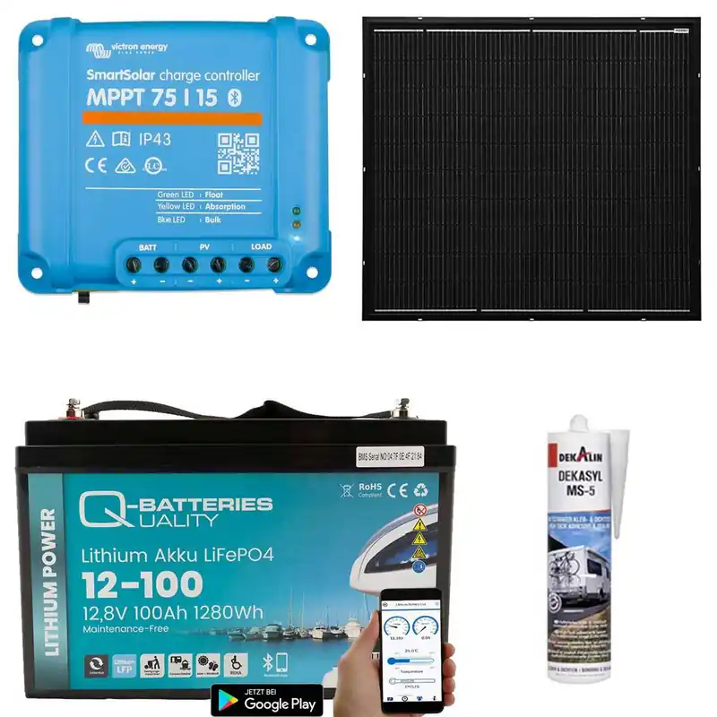 Schneller Versand a-TroniX Solaranlage Wohnmobil 220W mit 100Ah Lithium Batterie und Victron MPPT Laderegler