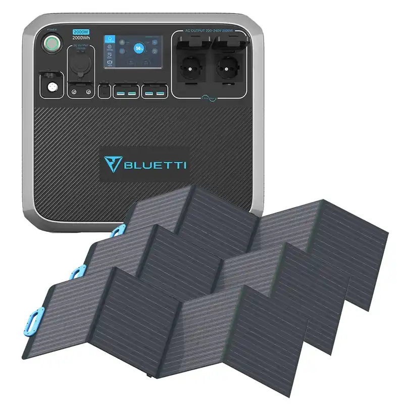 Bluetti AC200P 2000Wh Portable Powerstation mit 3x PV120 Solar Panel 120W Meistverkauft