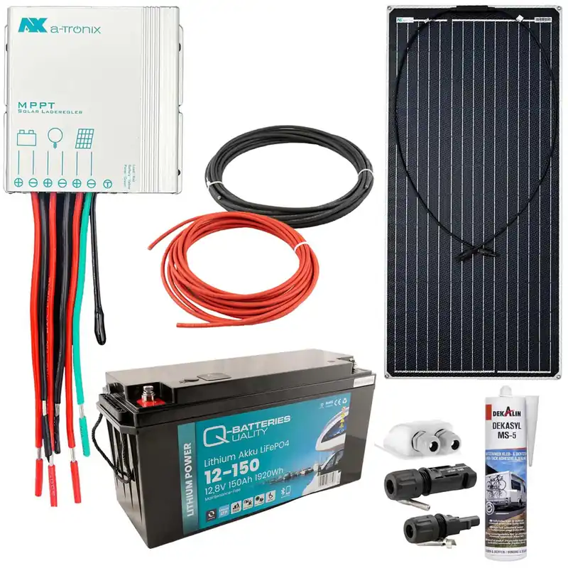 a-TroniX Solaranlage Wohnmobil 100W mit 150Ah Lithium Batterie und MPPT Laderegler Finale Aktion