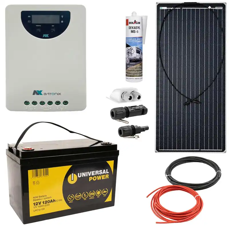 a-TroniX Solaranlage Wohnmobil 400W mit 120Ah Batterie und MPPT Laderegler Ausverkauf