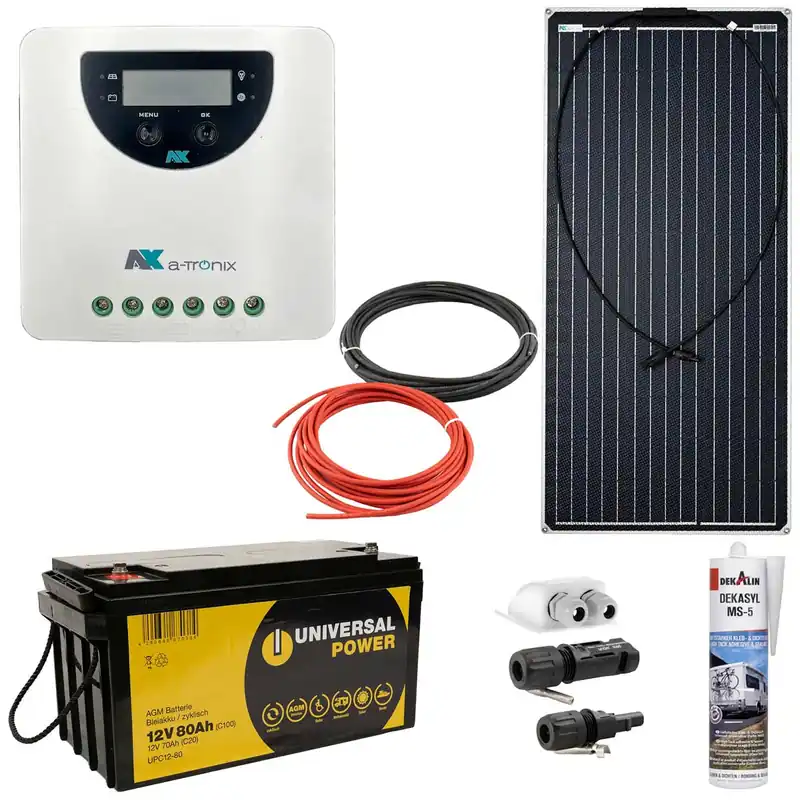 a-TroniX Solaranlage Wohnmobil 200W mit 80Ah Batterie und MPPT Laderegler Neuheit