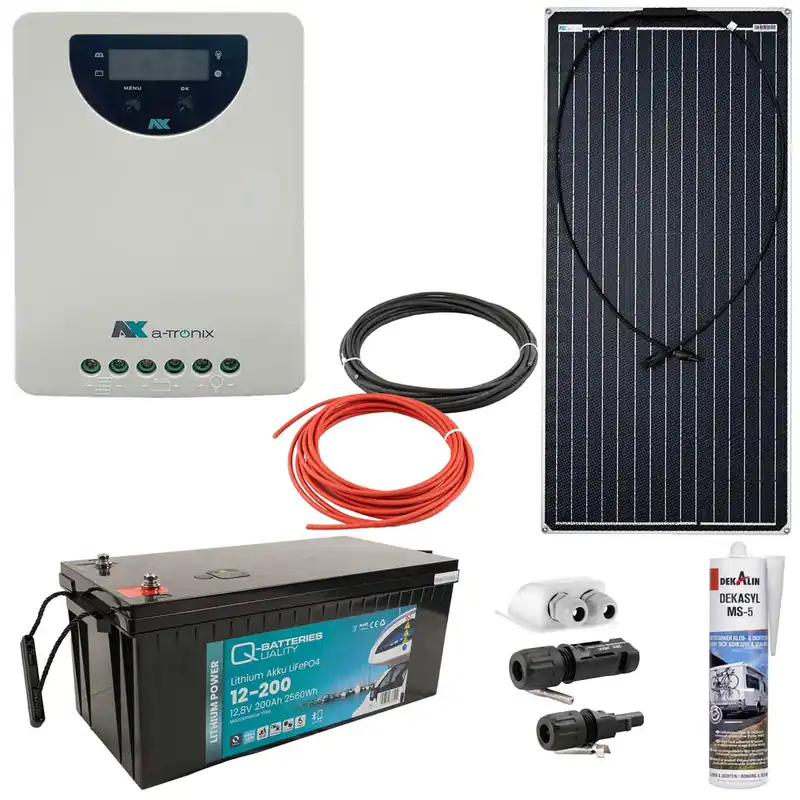 Versand Am Gleichen Tag a-TroniX Solaranlage Wohnmobil 400W mit 100Ah Lithium Batterie und MPPT Laderegler