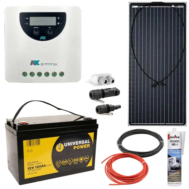 a-TroniX Solaranlage Wohnmobil 200W mit 120Ah Batterie und MPPT Laderegler Highlight