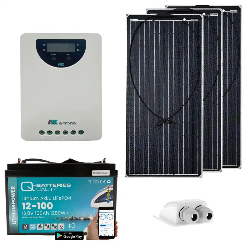 a-TroniX Solaranlage Wohnmobil 300W mit 100Ah Lithium Batterie und MPPT Laderegler Wochenendangebot