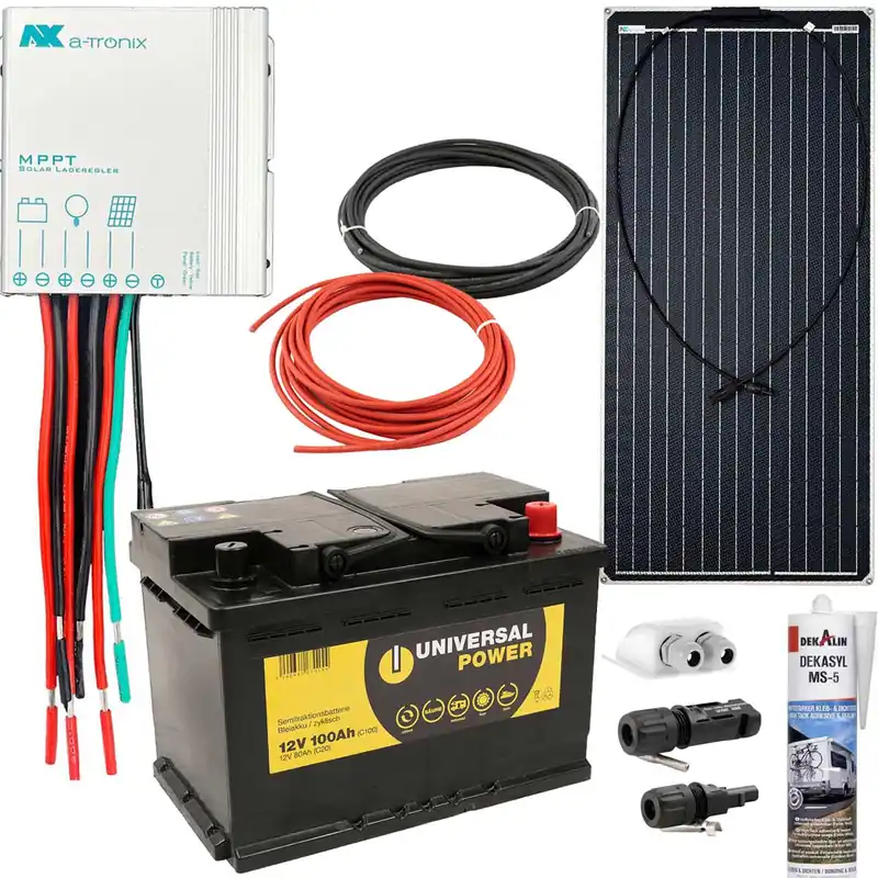 a-TroniX Solaranlage Wohnmobil 100W mit 100Ah Batterie und MPPT Laderegler Top-Angebot