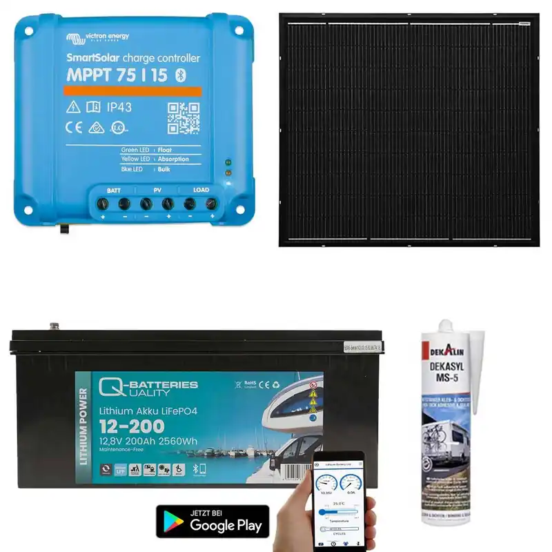 Schneller Versand a-TroniX Solaranlage Wohnmobil 220W mit 200Ah Lithium Batterie und Victron MPPT Laderegler