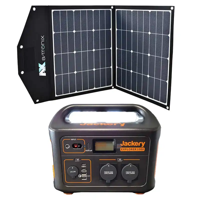 Jackery Explorer 1000 1002Wh Portable Powerstation mit Solar Bag 90W faltbares Solarmodul Geprüft