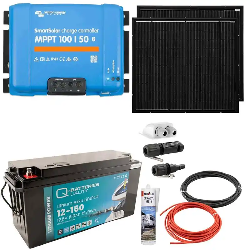 a-TroniX Solaranlage Wohnmobil 220W mit 150Ah Lithium Batterie und Victron MPPT Laderegler Sonderaktion