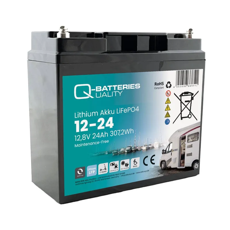 Q-Batteries Lithium Akku 12-24 12,8V 24Ah 307,2Wh LiFePO4 Batterie Bestpreis