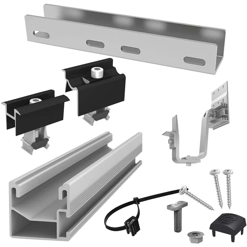 K2 Single Rail PV Unterkonstruktion 1,6 kWP Set, 4 Module, Ziegeldach (Hochformat) Preiswert
