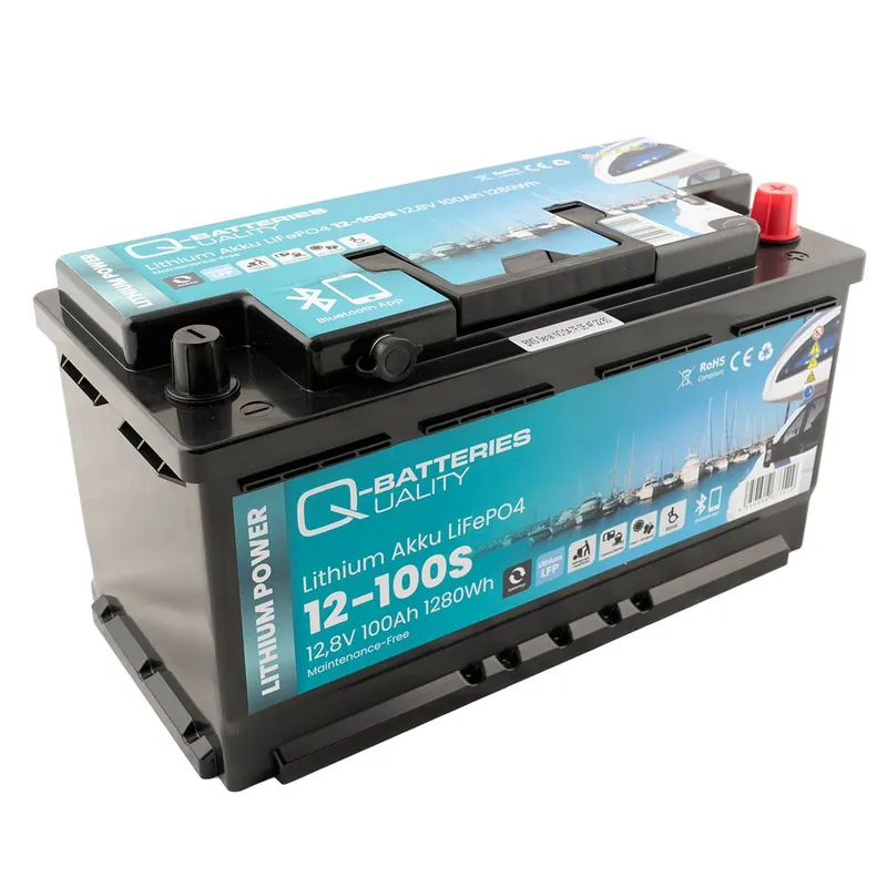 Q-Batteries Lithium Akku 12-100S 12,8V 100Ah 1280Wh LiFePO4 Batterie mit Bluetooth  Heizung Bestseller