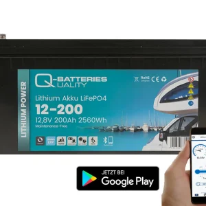 Begrenztes Angebot Q-Batteries Lithium Akku 12-200 12,8V 200Ah 2560Wh LiFePO4 Batterie mit Bluetooth