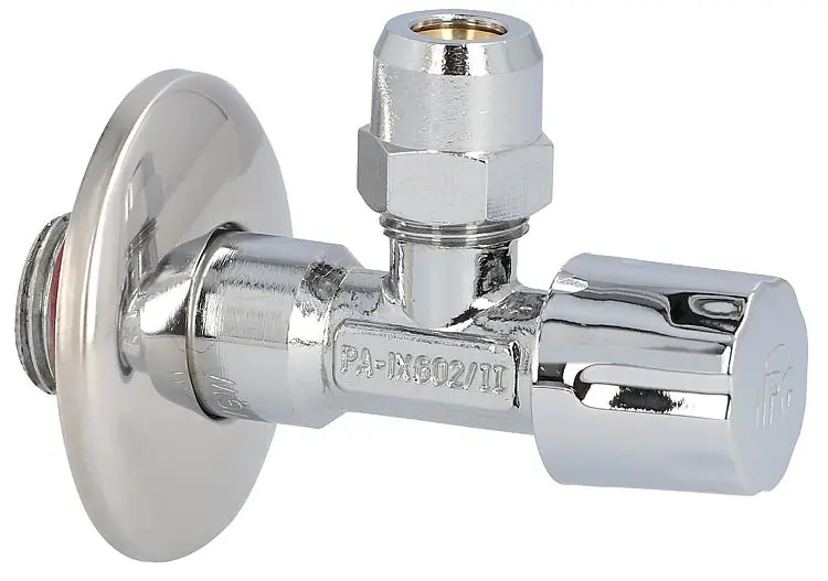Eckventil DN15(1/2") mit Längenausgleich DN10(3/8")x10, Messing verchromt Nur Heute