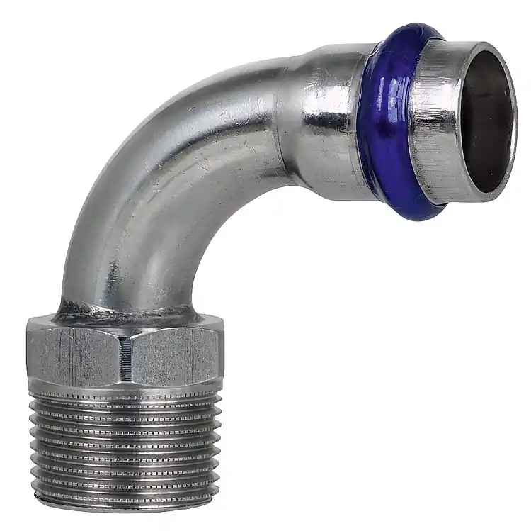Neu Im Sortiment Edelstahl Übergangsbogen 90° mit AG 15mm x 1/2" (DN15) V-Kontur