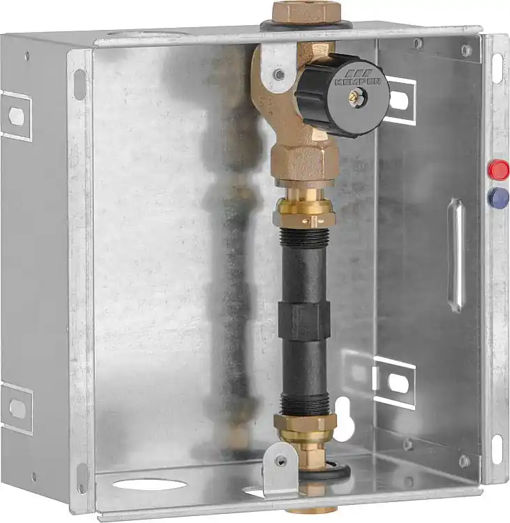 Jetzt Kaufen Einbaukasten Wasserzähler DN20(3/4"), 1xRotguss Ventil Passstück 110mm, ohne Abd