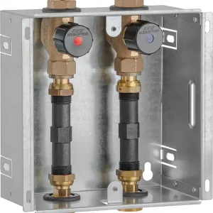 Einbaukasten Wasserzähler DN20(3/4"), 2xRotguss Ventil Passstück 110mm, ohne Abd Super-Preis