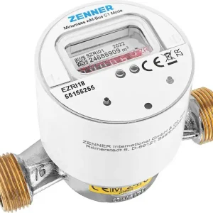 Echt Funk AP- Warmwasserzähler Zenner Typ Minomess 90°C Q3 2,5, BL=110mm DN15(1/2") R40HV 325 RK, wireless M-Bus