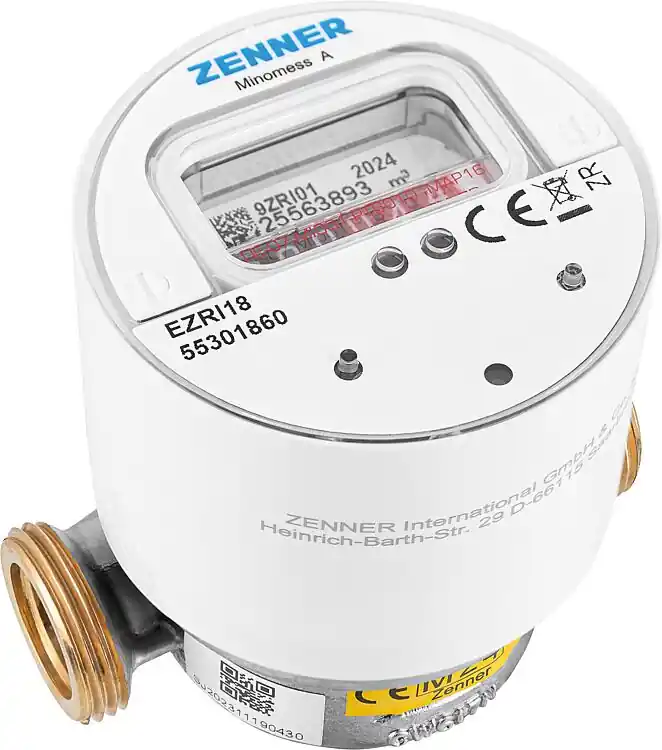 Top-Angebot Funk AP- Warmwasserzähler Zenner Typ Minomess 90°C Q3 2,5, BL=80mm DN15(1/2") R40HV 325 RK, wireless M-Bus