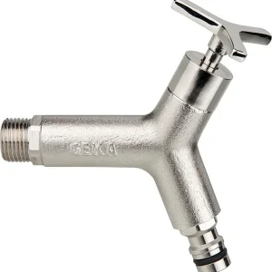 Geka Auslaufhahn, 1/2", Messing vernickelt, mit Stecker Messing Stecksystem Bestpreis