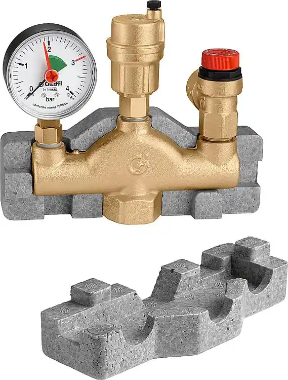 Kesselsicherheitsgruppe bis 50 kW, DN25(1") Messing mit Isolierung, Sicherheitsventil 3bar Schneller Versand