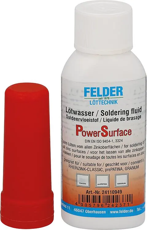 Lötwasser für Titanzinkbleche "PowerSurface", 100 gr mit Pinselaufsatz, nachfüllbar Preisknaller