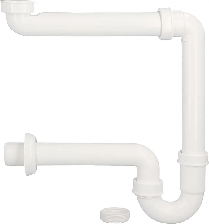 Raumspar-Röhrensiphon Kunststoff weiß DN40 (1 1/2") x 40mm inkl. Reduzierstück auf DN 32 (1 1/4") Wochenendangebot