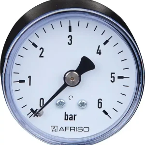 Geprüft RF-Manometer 50 axial 0-6 bar, Anschluss 1/4" axial (hinten)