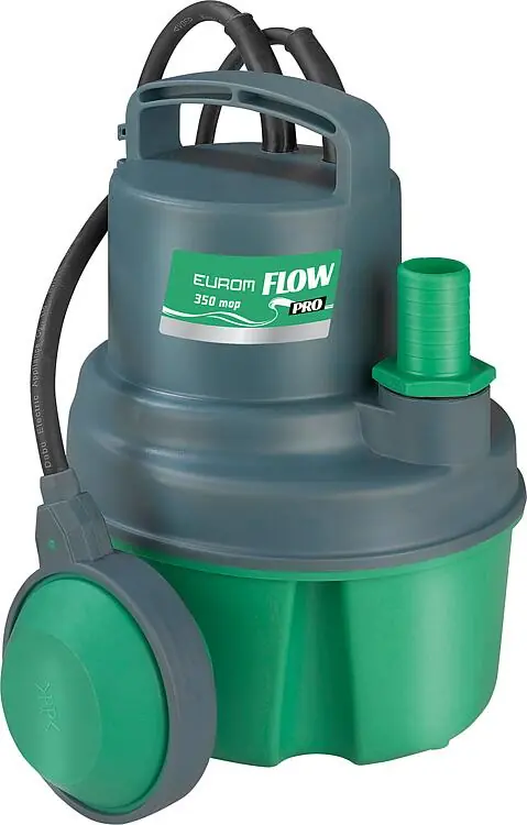 Schmutzwassertauchpumpe Flow Pro 350, mit Schwimmerschalter bei Überflutung, Entwässern oder Auspumpen Geprüft