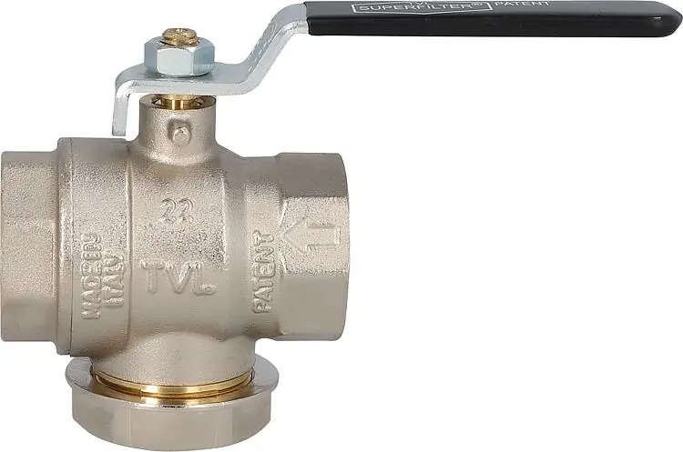 Geprüft Superfilter Kugelhahn DN20 (3/4") mit Filter und Magnet, Stahlhebel Schwarz
